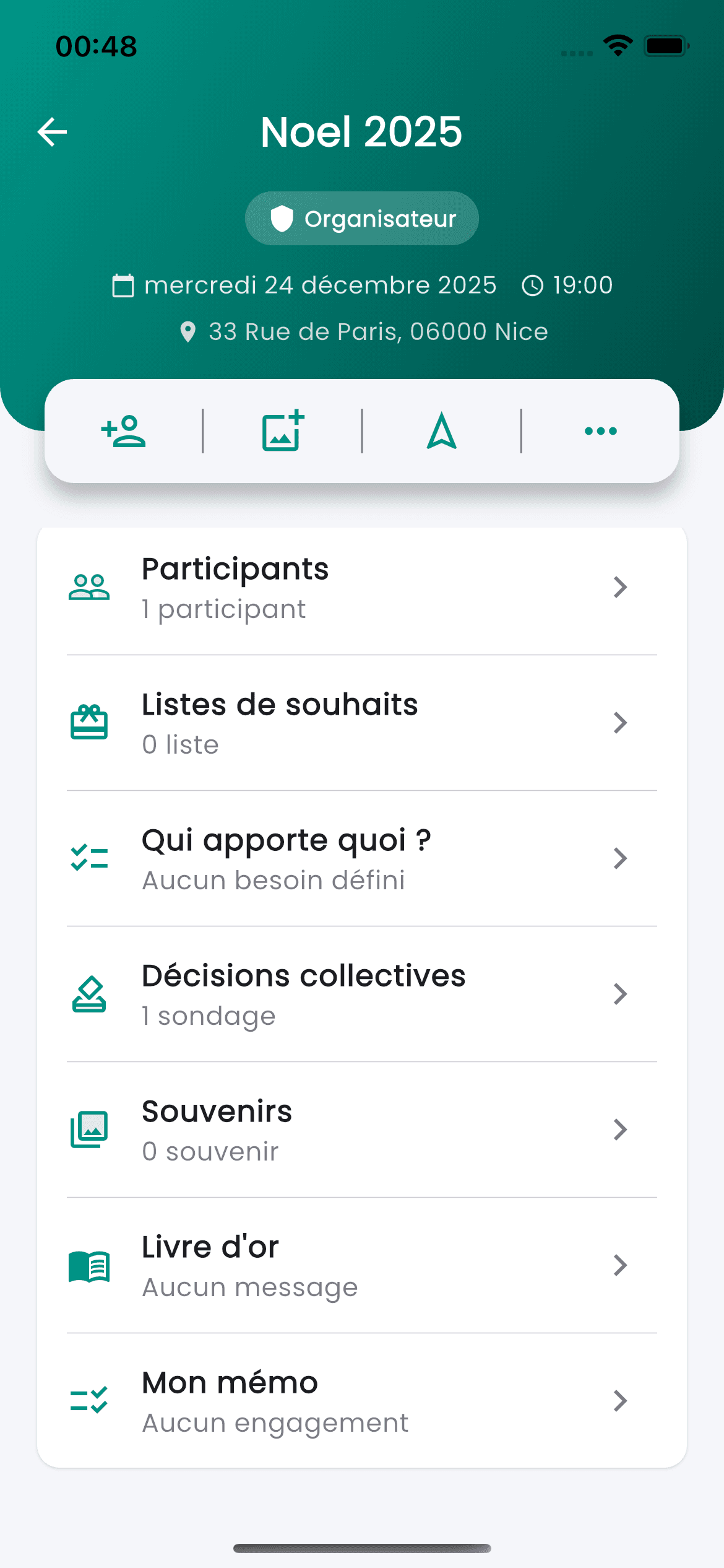 Capture d'écran de l'application ZeDays